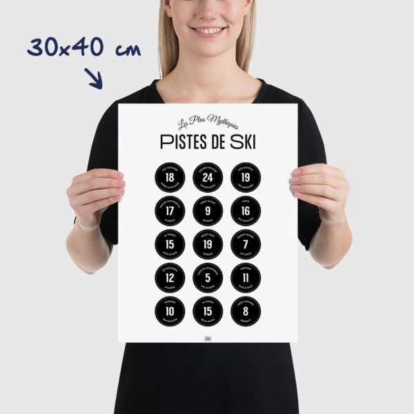 Affiche les pistes de ski légendaires des Alpes, poster minimaliste, dimensions 30x40cm