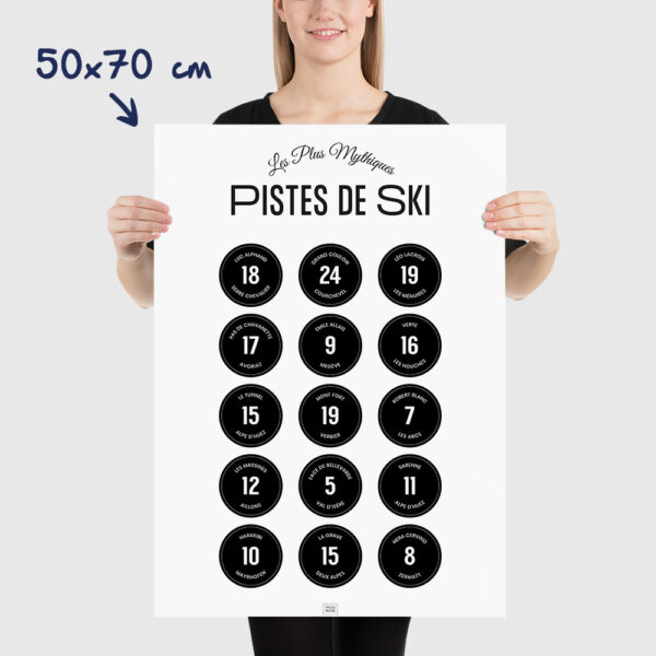 Affiche les pistes de ski légendaires des Alpes, poster minimaliste, dimensions 50x70cm