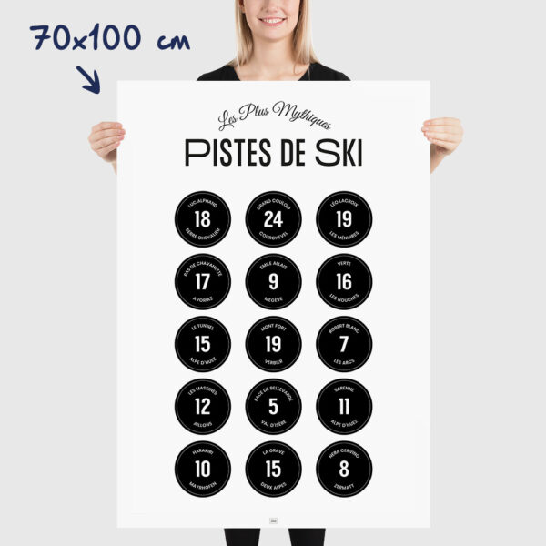 Affiche les pistes de ski légendaires des Alpes, poster minimaliste, dimensions 70x100cm