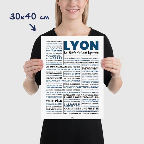 Affiche lyon : le guide du vrai lyonnais - La suite, affiche minimaliste, dimensions 30x40cm