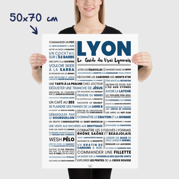 Affiche lyon : le guide du vrai lyonnais - La suite, affiche minimaliste, dimensions 50x70cm