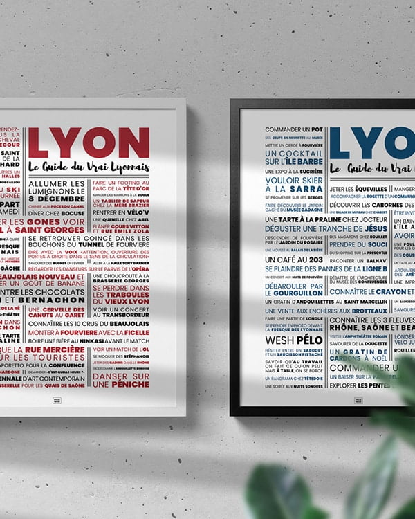 Affiche lyon : le guide du vrai lyonnais, affiche typographique minimaliste