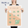 Affiche origami cigale, poster minimaliste géométrique, origami facile, dimensions 50x70cm