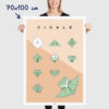 Affiche origami cigale, poster minimaliste géométrique, origami facile, dimensions 70x100cm