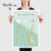 Affiche origami girafe, poster minimaliste géométrique, origami facile, dimensions 50x70cm