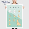 Affiche origami girafe, poster minimaliste géométrique, origami facile, dimensions 70x100cm