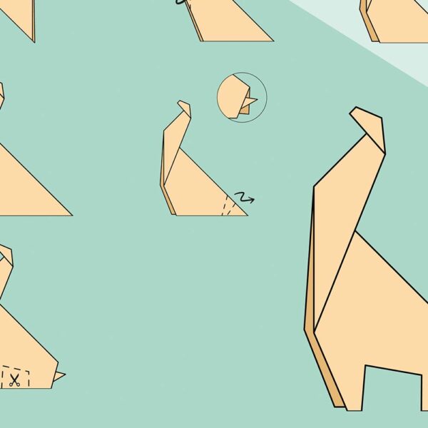 Affiche origami girafe, poster minimaliste géométrique, origami facile, zoom