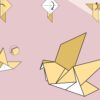 Affiche origami oiseau, poster minimaliste géométrique, zoom