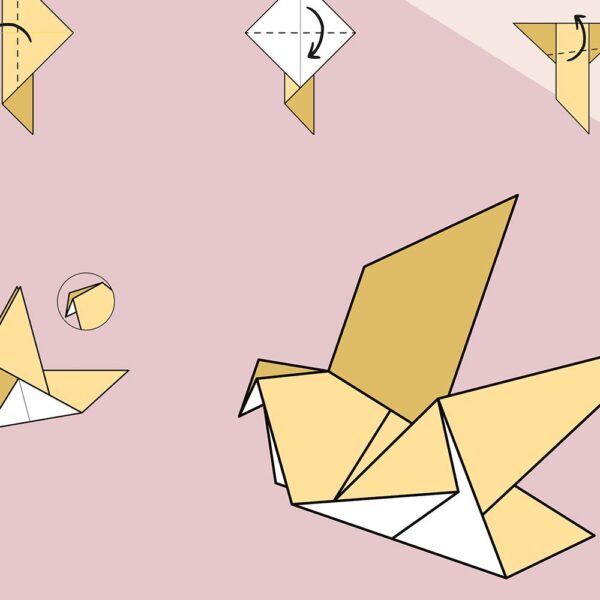 Affiche origami oiseau, poster minimaliste géométrique, zoom