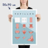 Affiche origami papillon, poster minimaliste géométrique, dimensions 50x70cm