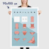 Affiche origami papillon, poster minimaliste géométrique, dimensions 70x100cm