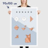Affiche origami renard, poster minimaliste géométrique, dimensions 70x100cm