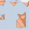 Affiche origami renard, poster minimaliste géométrique, zoom