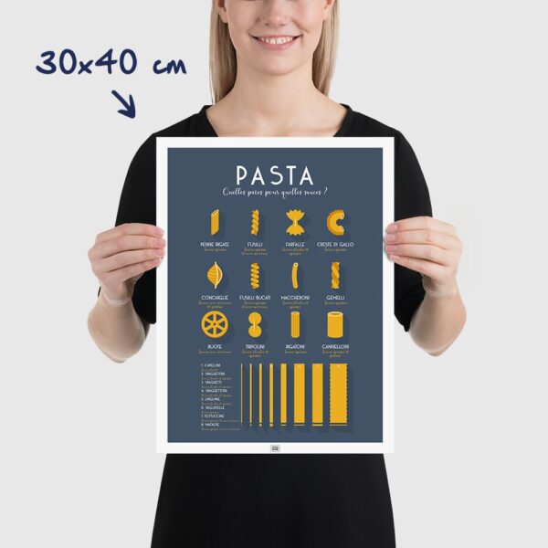 affiche pates italiennes, poster vintage minimaliste graphique, dimensions 30x40cm