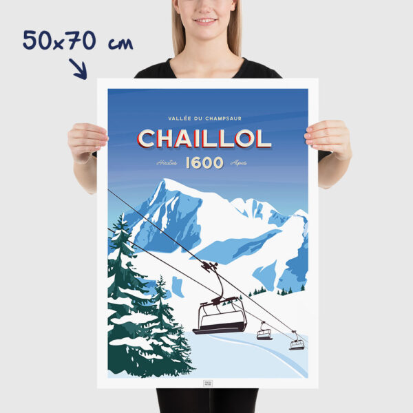 Affiche le Pic du Vieux Chaillol, poster vintage, dimensions 50x70cm