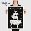 Affiche pièces de boucherie, guide des morceaux de boeuf du boucher, dimensions 50x70cm