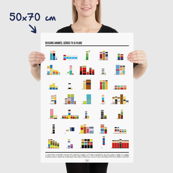 Affiche séries TV, films et dessins animés en pixel art, dimensions 50x70cm