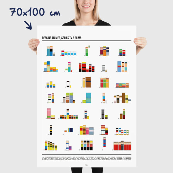 Affiche séries TV, films et dessins animés en pixel art, dimensions 70x100cm