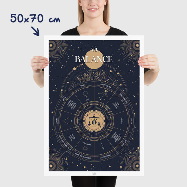 Affiche signe astrologique Balance, poster vintage de signe du zodiaque, dimensions 50x70cm