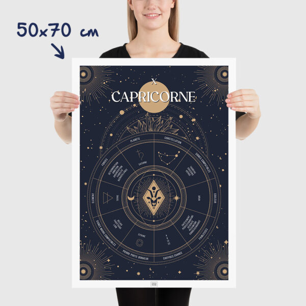 Affiche signe astrologique Capricorne, poster vintage de signe du zodiaque, dimensions 50x70cm