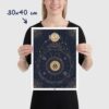 Affiche signe astrologique Lion, poster vintage de signe du zodiaque, dimensions 30x40cm