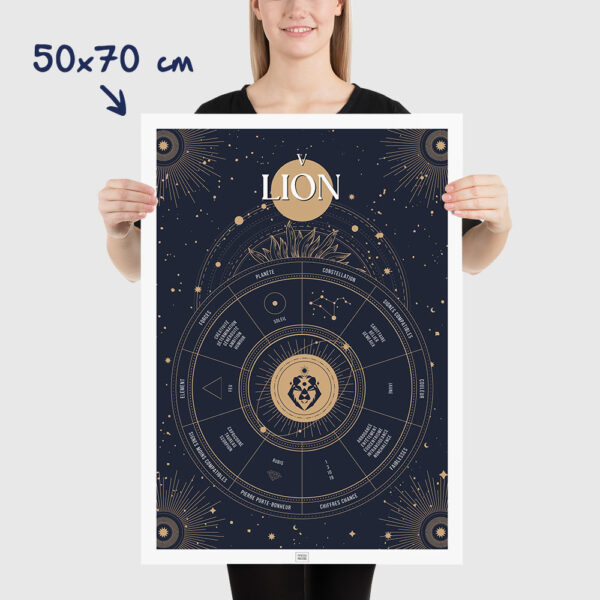 Affiche signe astrologique Lion, poster vintage de signe du zodiaque, dimensions 50x70cm