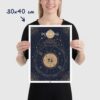 Affiche signe astrologique Poissons, poster vintage de signe du zodiaque, dimensions 30x40cm