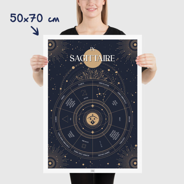 Affiche signe astrologique Sagittaire, poster vintage de signe du zodiaque, dimensions 50x70cm