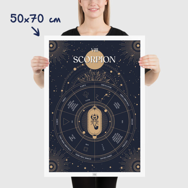 Affiche signe astrologique Scorpion, poster vintage de signe du zodiaque, dimensions 50x70cm