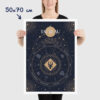 Affiche signe astrologique Taureau, poster vintage de signe du zodiaque, dimensions 50x70cm