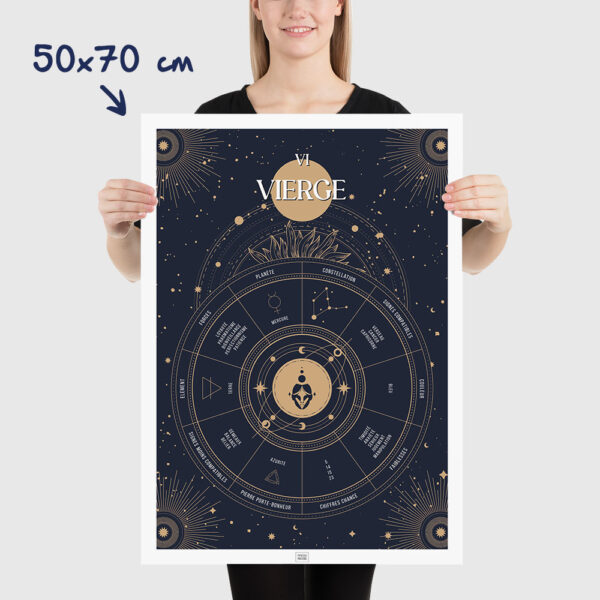 Affiche signe astrologique Vierge, poster vintage de signe du zodiaque, dimensions 50x70cm