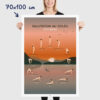 Affiche des postures de yoga, la salutation au soleil, dimensions 70x100cm
