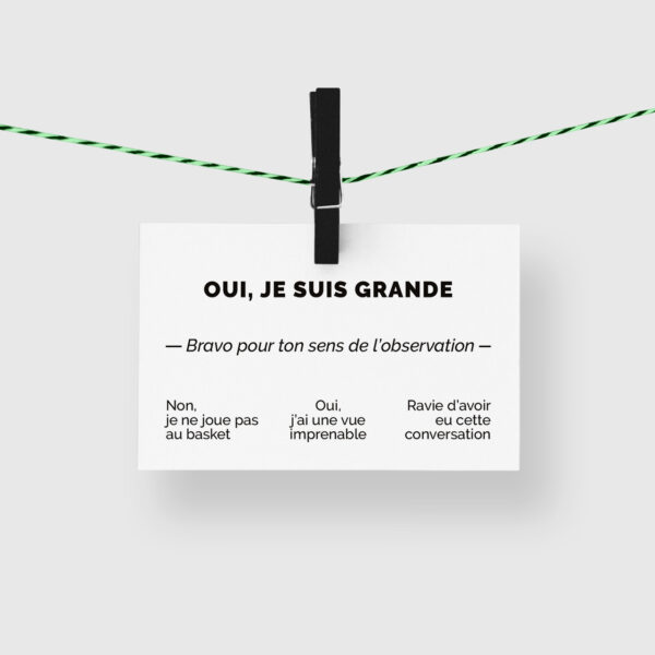 carte de visite drôle - oui je suis grande