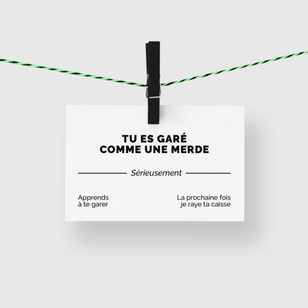 carte de visite drole - parking - tu es garé