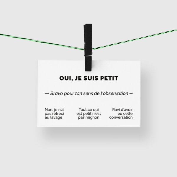 carte de visite amusante - oui je suis petit