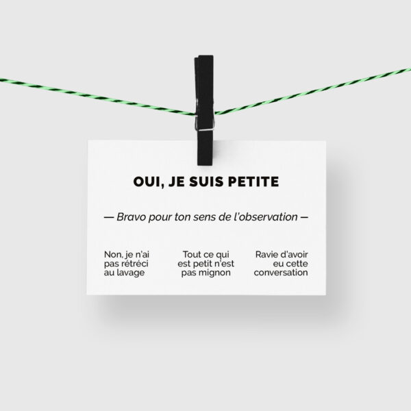 carte de visite humour - oui je suis petite