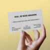 carte de visite drôle - oui je suis grande tenue en main