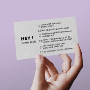 carte de visite drôle, séduction et drague spécial boomers, tenue en mains