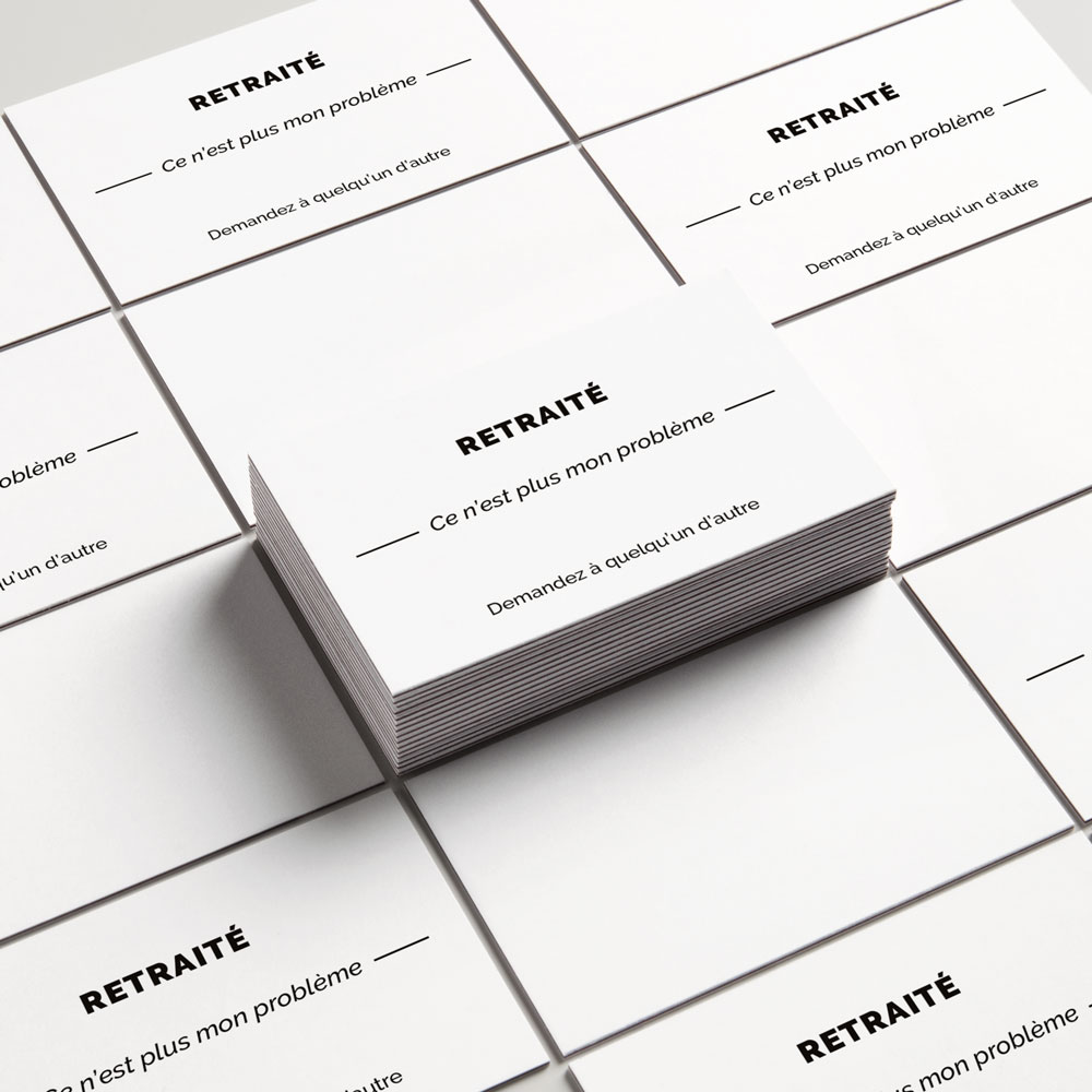 cartes de visite humour - retraité, empilées