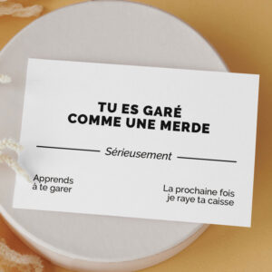 carte de visite drole - parking - tu es garé, posé