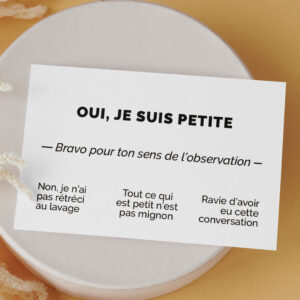 carte de visite humour - oui je suis petite, posée